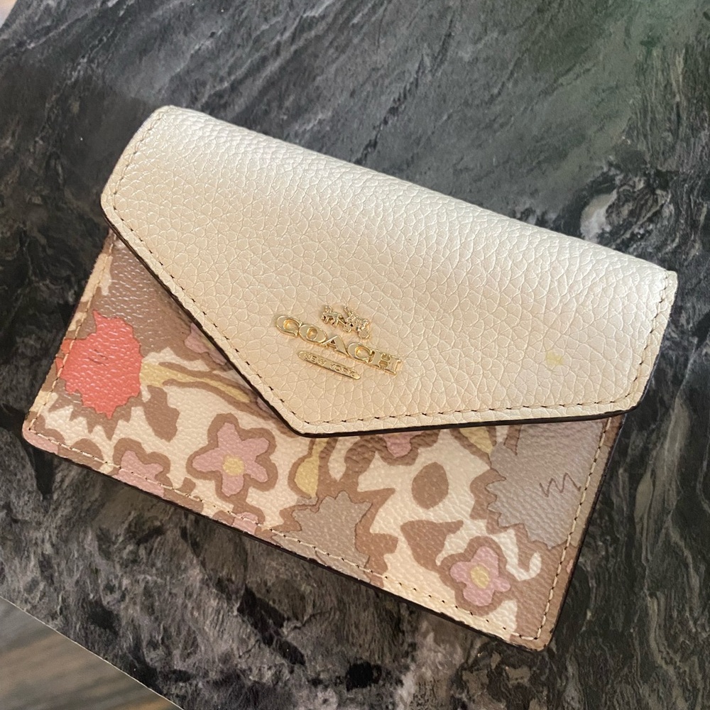 Coach Cream and Pink Floral Women's Wallet